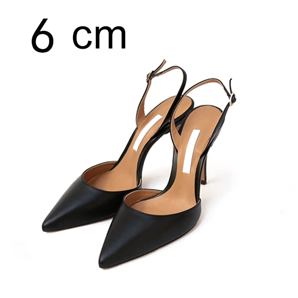 Женские туфли-лодочки на каблуке; женская обувь на высоком каблуке; модные свадебные туфли с острым носком и пряжкой на ремешке; сезон весна-осень; повседневная обувь размера плюс D - Цвет: Black Pumps 6cm