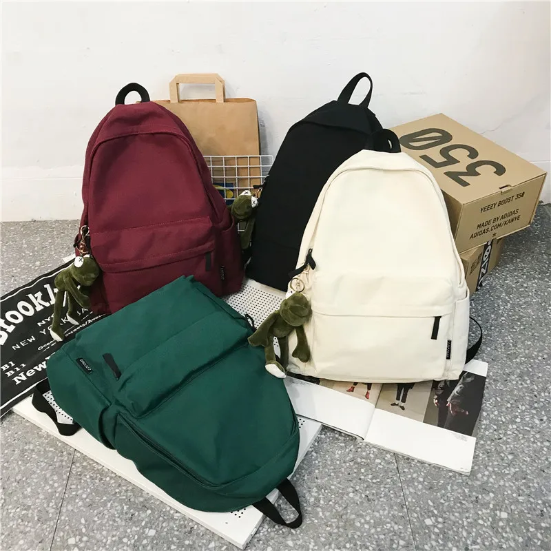 

Fashion Bag Student School University Plecak Szkolny Solid Color Canvas Backpack Korean Outdoor Travel Backpack Student Bag