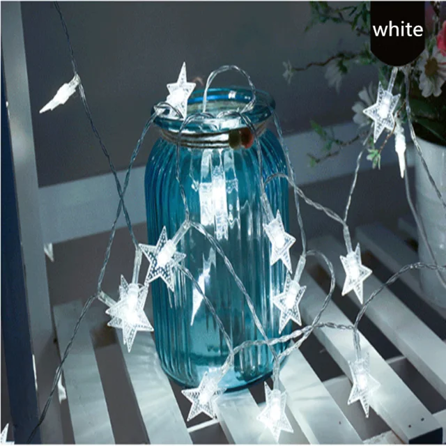 star 1m-white Рождественские украшения для дома, 1 м, 10 светодиодов, снежинка, батарейный светильник, гирлянда, елочные украшения, год, Navidad Natal - Color: star 1m-white