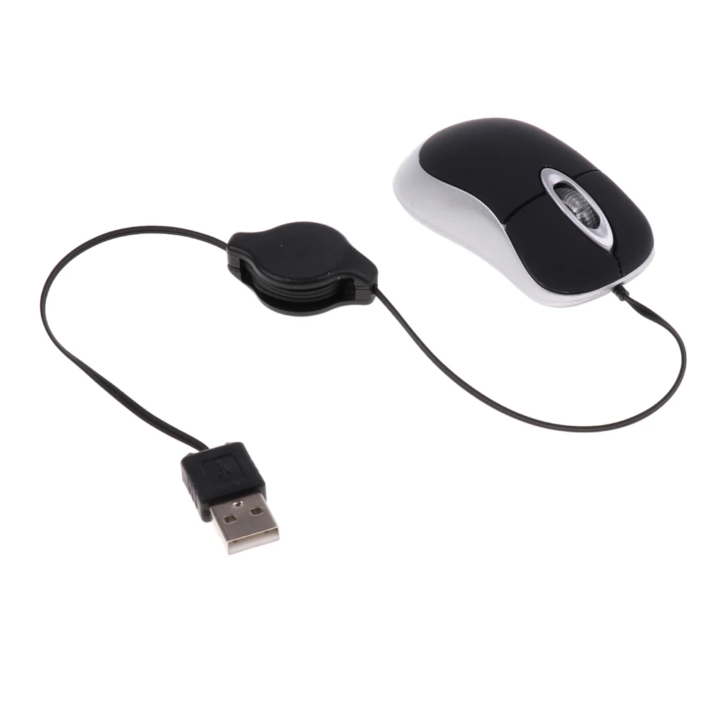 

2019 New Mini Retractable USB Wired Mouse Mice For Laptop Desktop Computer PC Optical Mouse Portable Travel With Mouse Mat