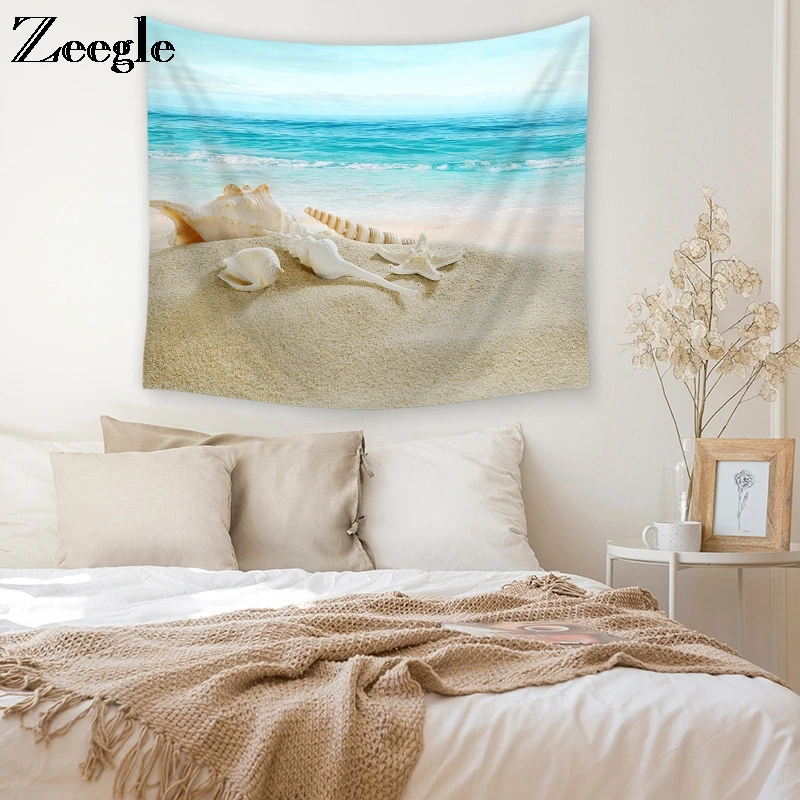 Zeegle Tapestry Picnic Mat Blanket Beach Towel Bedroom Account Office Tapestry Bedside Yoga Mat 3D Beach Pattern Wall Hanging