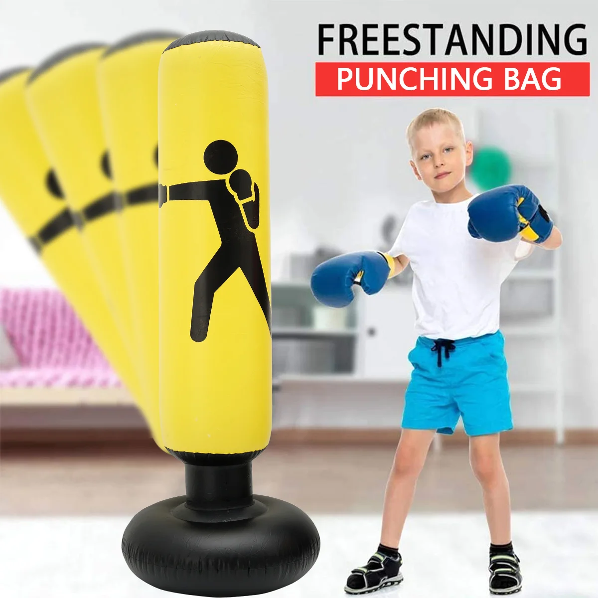 Unisex Children Tumbler Punching Bag Fitness Inflatable Kids Sandbag Home Gym Boxing Fight Training Stress Relief Toy | Игрушки и хобби