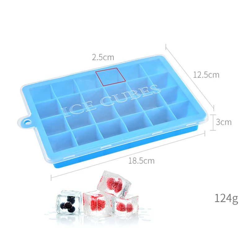 Silicone Ice Cube Tray Freeze Mould Ice Cube Tray 24 Grids Ice-making Box With Lid Silicone Molds DIY Small Ice Tray