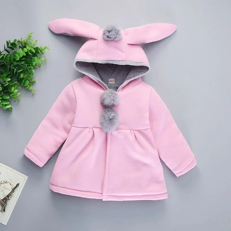 

2019 New Style Korean-style Rabbit Eared Cartoon Casual Thick Cotton Coat Children Short Childrenswear Autumn And Winter a Ready