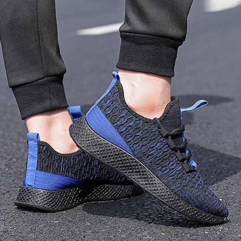Vertvie/ Мужские дышащие кроссовки, мужская Вулканизированная обувь, мужская Воздухопроницаемая сетчатая повседневная обувь на шнуровке Tenis Masculino - Цвет: blue D