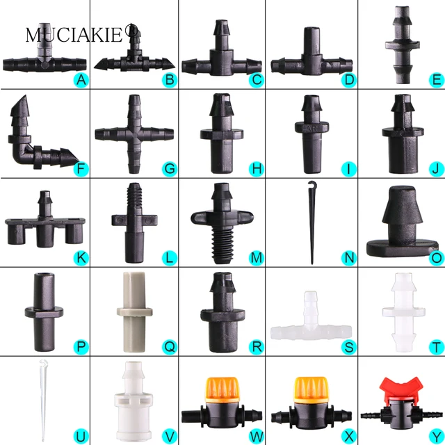 MUCIAKIE Sprinkler Irrigation 1 4 Inch Barb Tee Single Double Barb Barbed Water Pipe Connectors For MUCIAKIE Sprinkler Irrigation 1/4 Inch Barb Tee Single Double Barb Barbed Water Pipe Connectors For 4/7mm Hose Garden Fitting