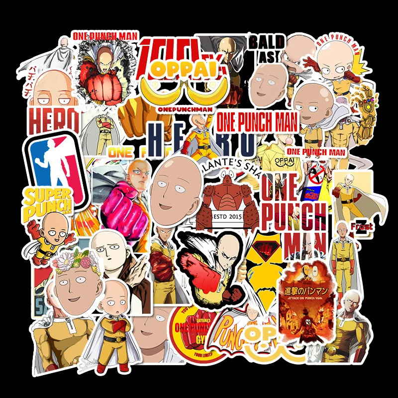 49pcsJapan аниме Стикеры наклейки Супергерои ONE PUNCH MAN гитары накладка DIY мультфильм