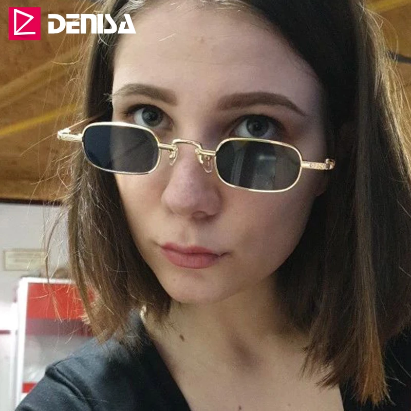 Женские солнцезащитные очки в металлической оправе DENISA маленькие квадратные