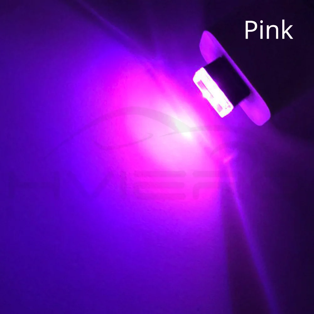 Hviero Car USB LED Atmosphere Lights Decorative Lamp Auto Emergency Lighting Universal PC Portable Plug and Play Red Blue White Pink