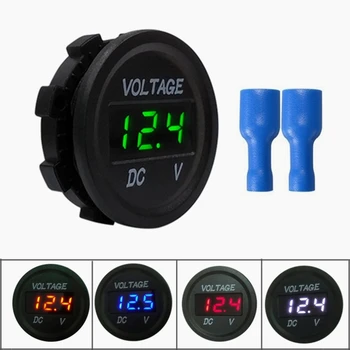 

Car Motorcycle Voltmeter DC 5-48V Mini Digital WaterproofLED Panel Tester Display Round Volt Meter Gauge