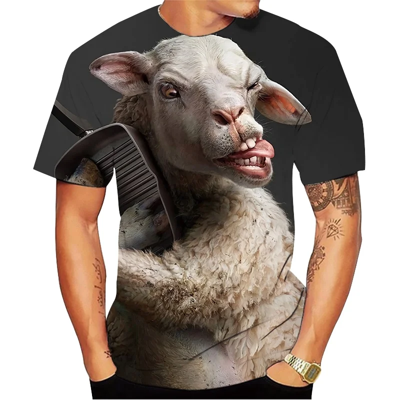 

Novelty Animal Sheep Pig Cow Series Tshirt Men Women 3D Print T-shirt