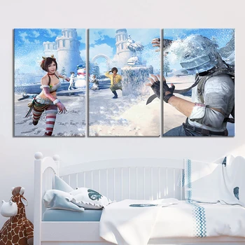 

3 Piece Decorative Painting Poster New Fashion Office Home Mural Pubg Warrior Snowfield Game Painting Fanxin Wholesale