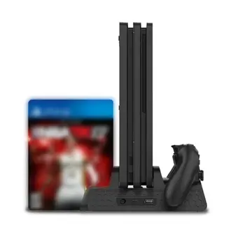 

For PS4/PS4 Slim/PS4 Pro Vertical Stand with 4 Cooling Fan Dual Charging Station R9UA