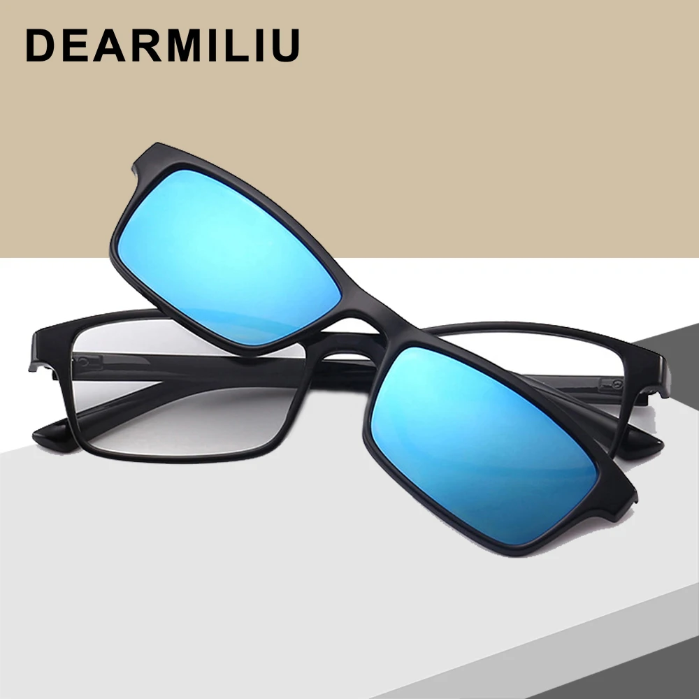 DEARMILIU новые унисекс красочные модные трендовые солнцезащитные очки для мужчин и женщин клип объектив легкий прямоугольный каркас TR90