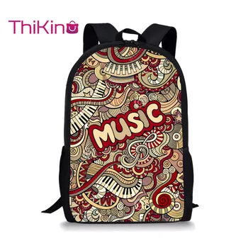 

Thikin Rock Music Pattern Students School Bag for Girls and Girls Backpack Travel Package Shopping Shoulder Bag Women Mochila