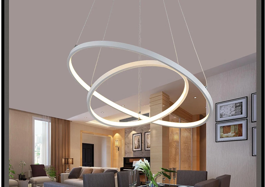 Mavesan подвесные светильники для гостиной фойе номер 1/2/3 кольца круг акрил алюминиевый корпус светодиодный подвесной светильник светильники домашнего