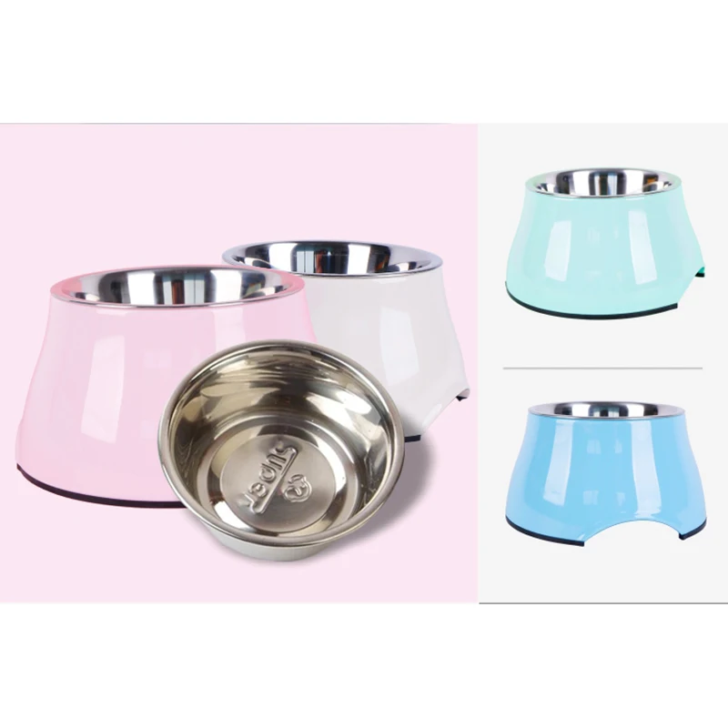 Pets Feeding bowl Anti Skid Stainless Steel Travel Food Water cat dog bowls Dish For Dog Cat Puppy 8 Colors