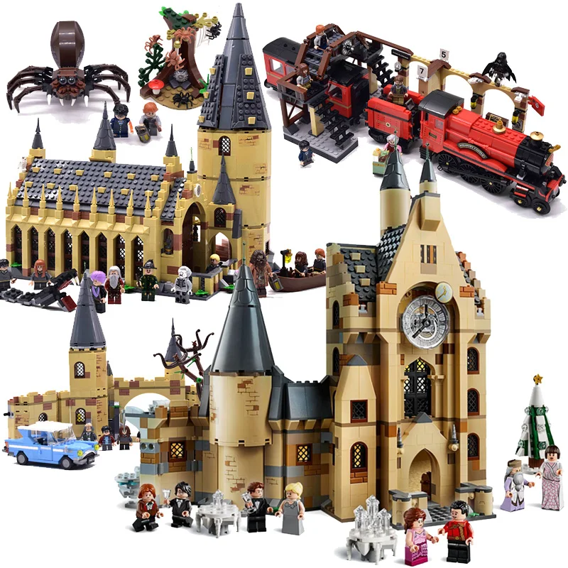 

New Harri Mini Castle Train Figures Building Blocks Brick Christmas legoinglys Toys for children 75948 75953 75954 75955 75950