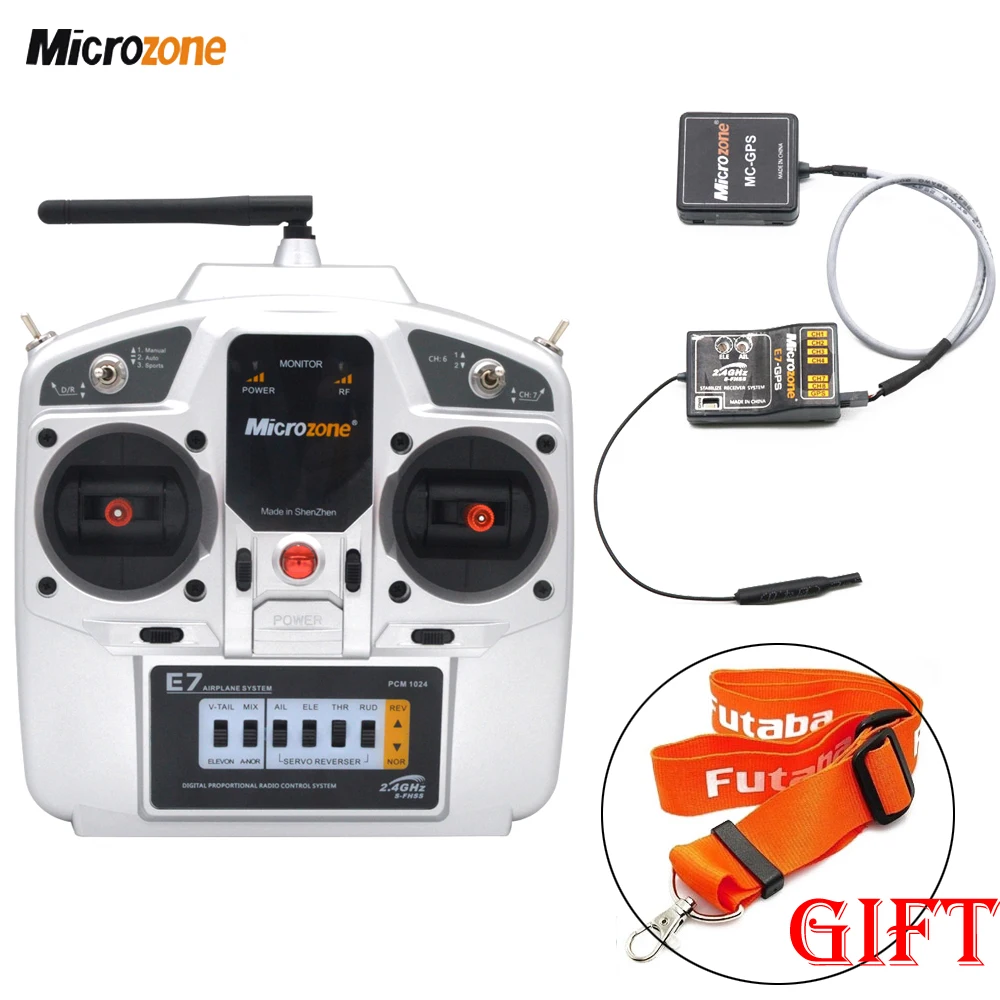 

MicroZone MC E7S 2.4G 7CH Transmitter with E7R Receiver & Mc-GPS Radio System for SU27 RC Airplane Drone