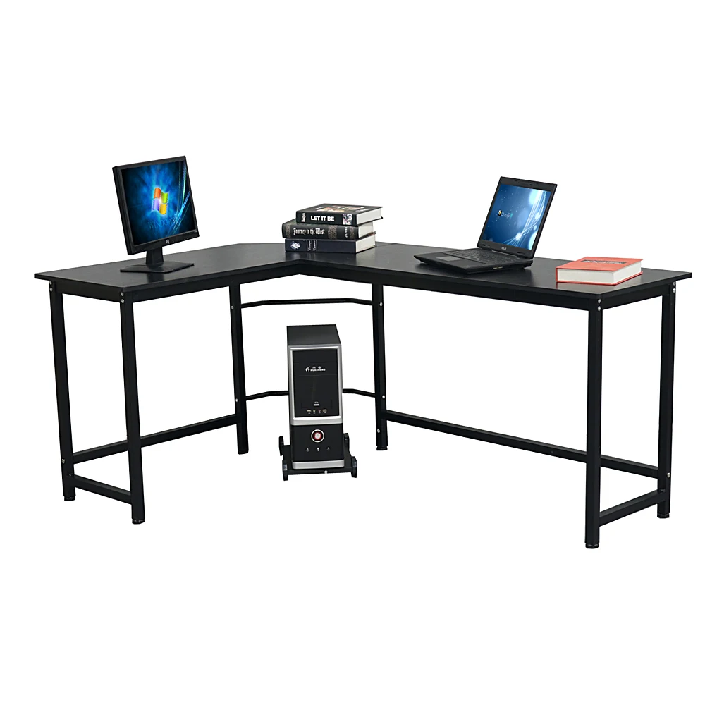 L-Shaped Desktop Computer Desk Study Table Office Table Easy to Assemble Can Be Used in home and office Black afbeelding