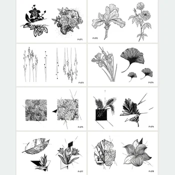 

Wyuen 8 PCS/lot New Design Flower Fake Tattoo Leaf Waterproof Temporary Arm Tatoo Stickers for Women Men Body Art Tattoos JY-011