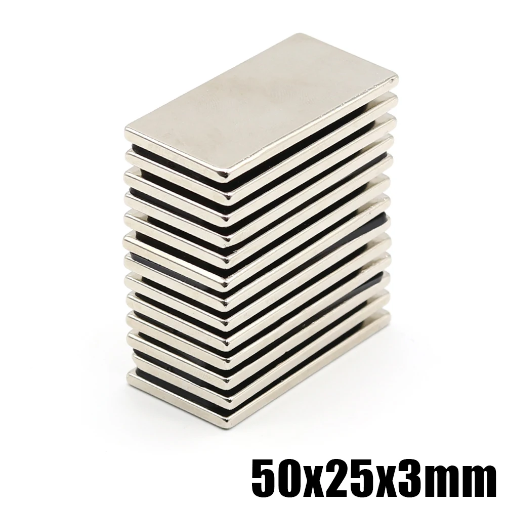 

1/2/5/10Pcs 50x25x3 Neodymium Magnet 50mm x 25mm x 3mm N35 NdFeB Block Super Powerful Strong Permanent Magnetic imanes 50*25*3