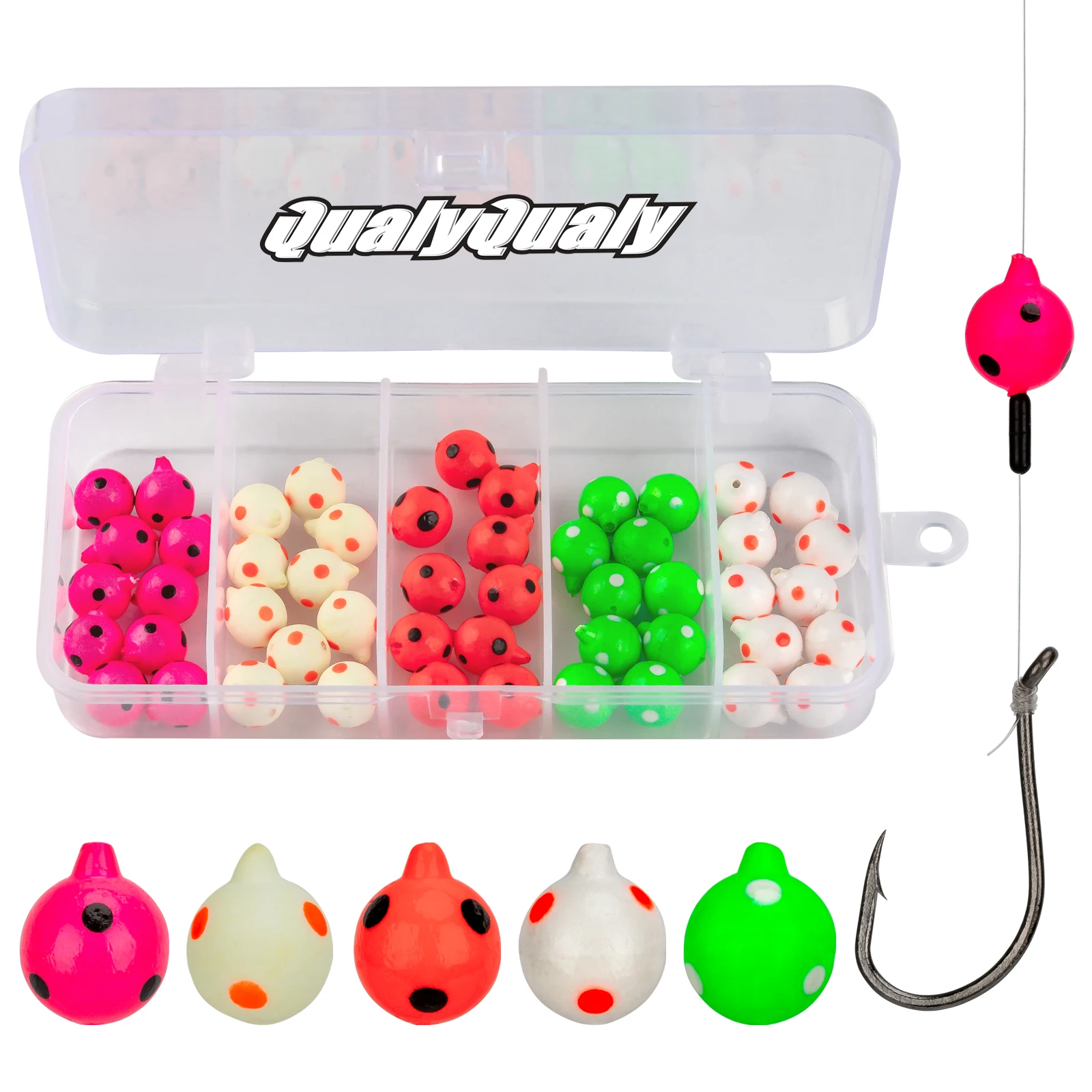200/500pcs Glow in The Dark Beads Luminous Bait Eggs Kits Plastic Round Float Fishing Line Rig Beads 6/8mm Floating Salmon Trout Ball Stopper