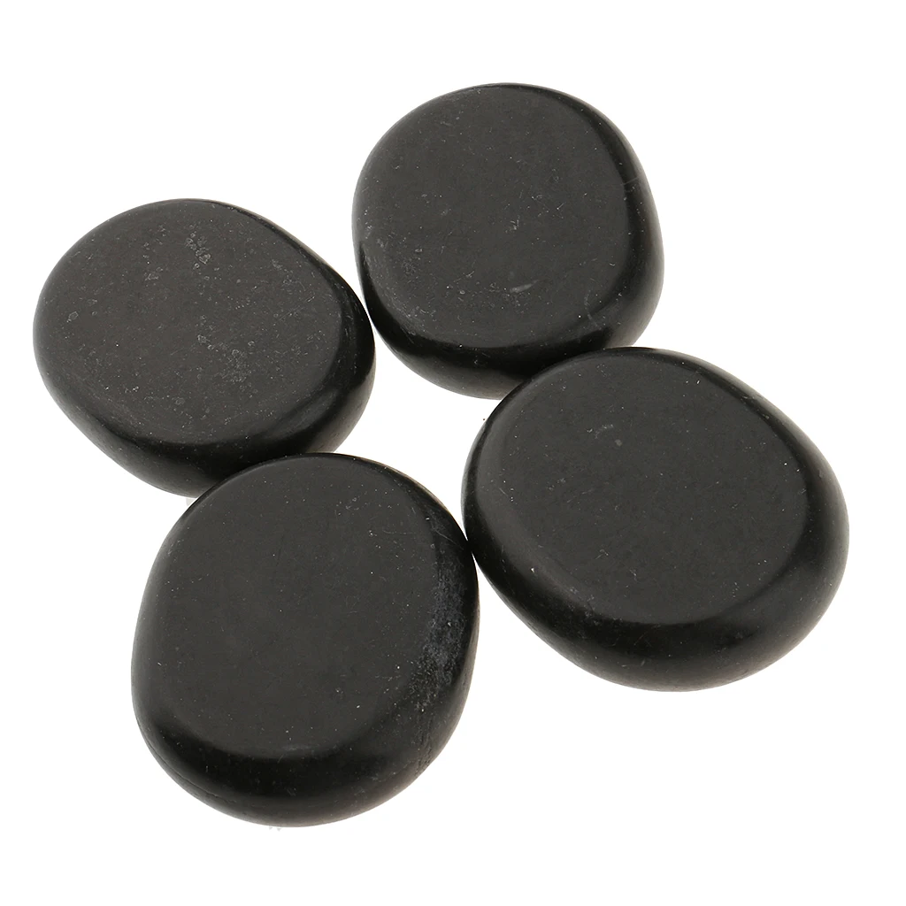 4pcs/ lot Large Spa Hot Rocks Relaxing Massage Stones for Pain Relieving Natural Basalt Kit -5x6 cm Black