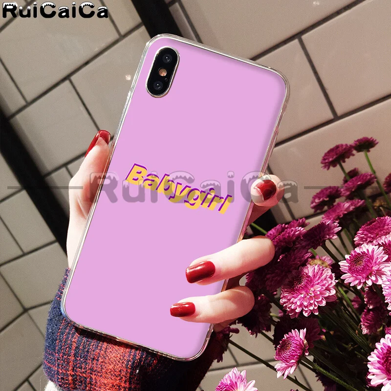 RuiCaiCa Babe babygirl honey line Text art Smart Cover мягкий чехол для телефона Apple iPhone 8 7 6S Plus X XS MAX 5 5S SE XR