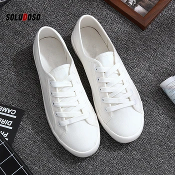

Classic White Sneakers Women Casual Canvas Shoes Female Summer Lace-Up Flat Trainers Fashion Zapatillas Mujer Vulcanize Shoes