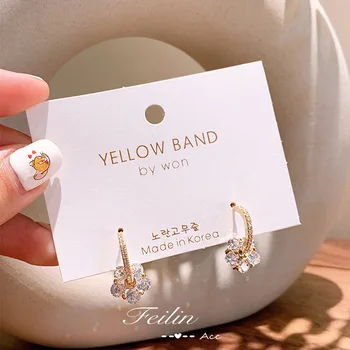 

Silver Earrings South Korea Elegant Earrings High Grade Sense Zircon Flower Ear Stud 2020 New Style Fashion Fin