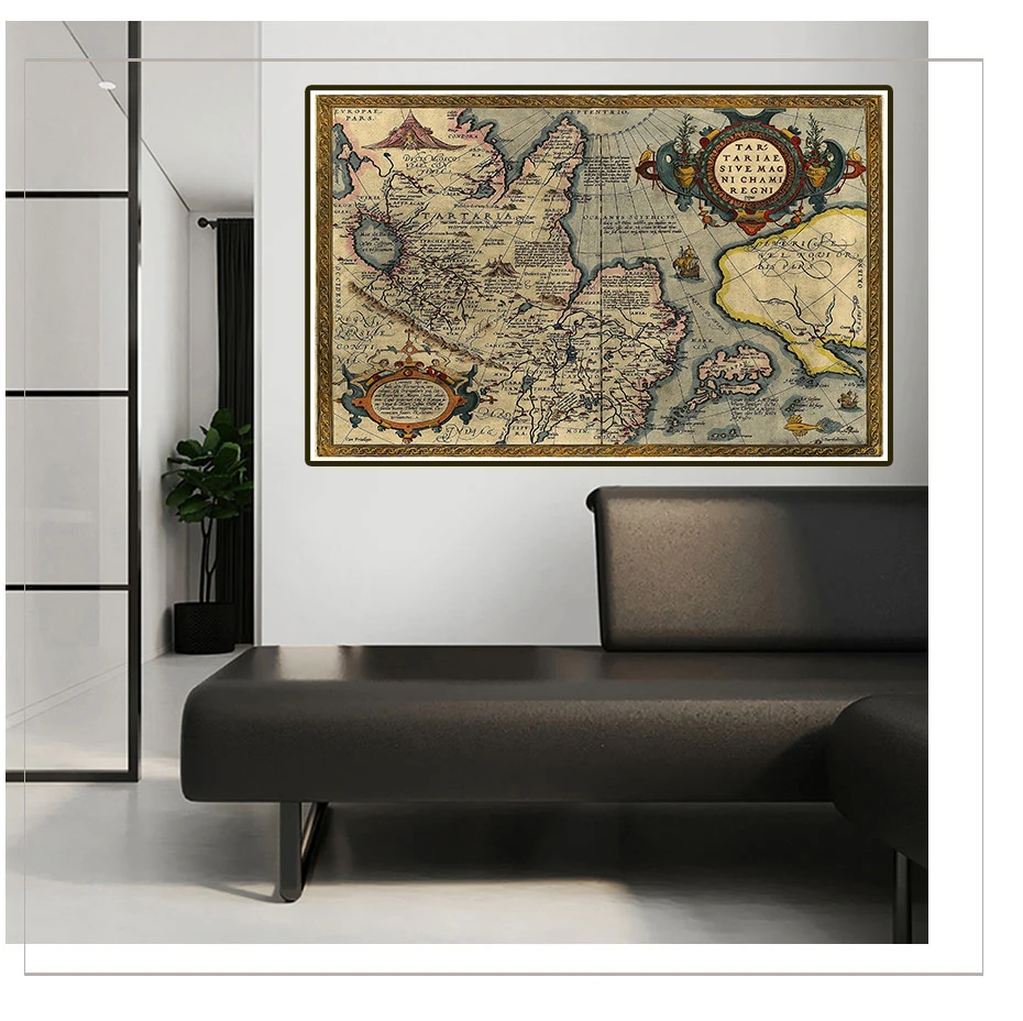 150*100 cm Vintage Poster World Map Non-woven Canvas Painting Wall Art Picture Decorative Card Living Room Home Decoration