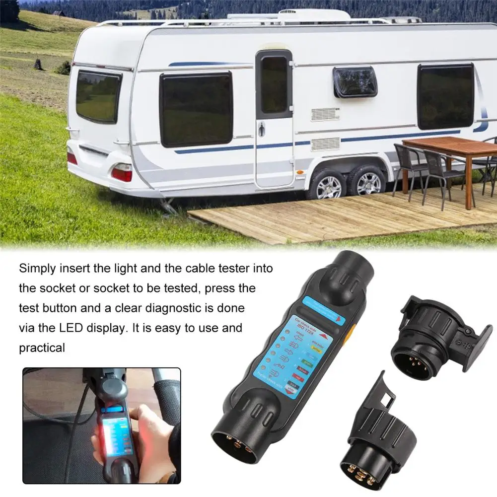 

New Style 12V Truck Trailer RV Connector Tester 7-pin Plug Socket Converter Trailer Tester 13P To 7P 7P To 13P Car Accessories