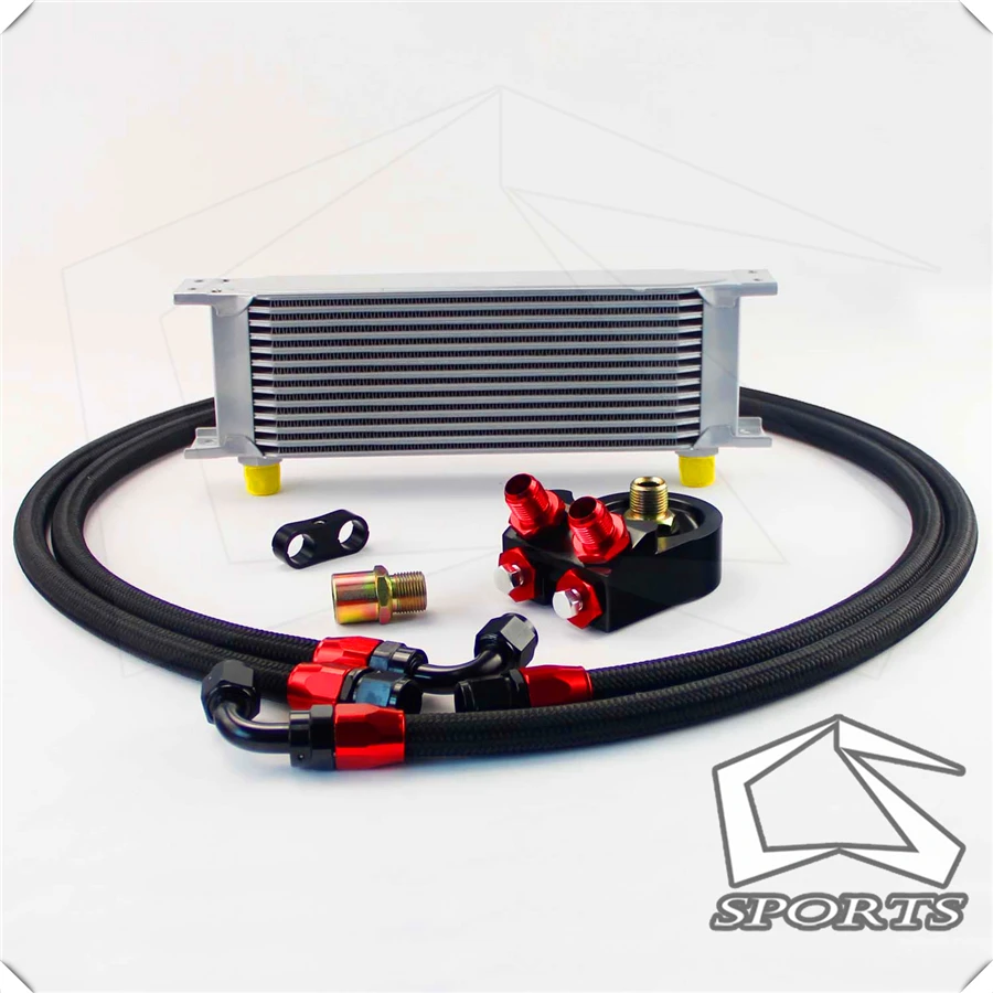 adattatore universale in alluminio per la misurazione della pressione dellolio Kit filtro per sistema di raffreddamento JDM con 4 viti Blu Adattatore per filtro olio