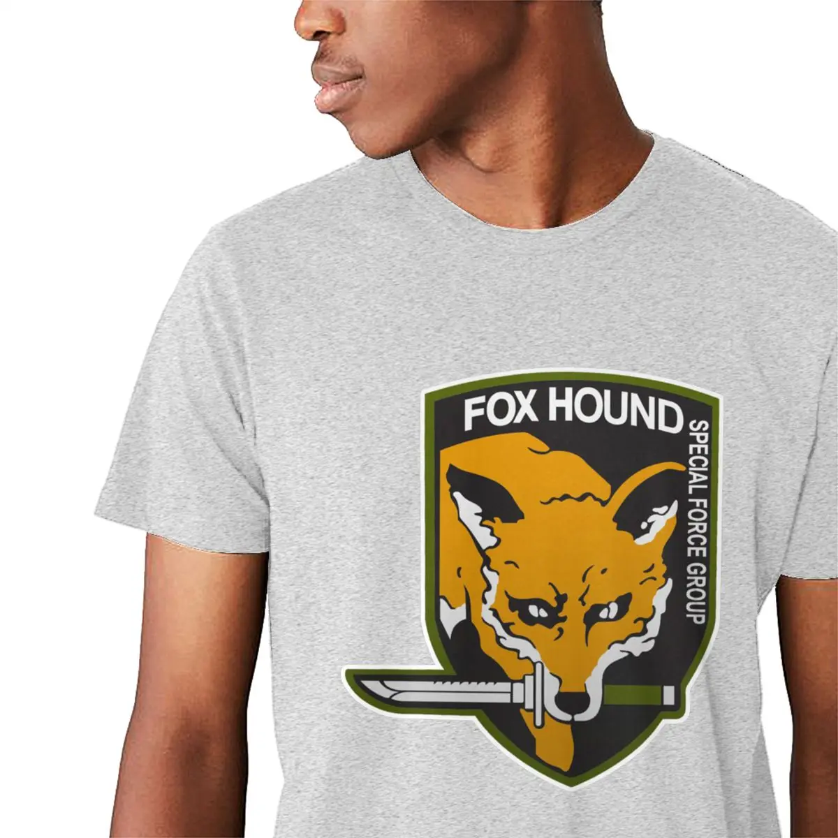 Винтаж Metal gear Solid Fox Forces Group Tee Мужская хипстерская футболка из натурального хлопка с круглым вырезом