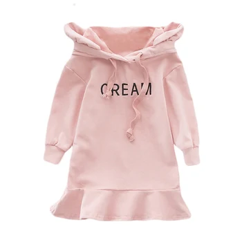 

Dress for Girls NSpring and Autumn Long Sleeve Sweaters Dress Children's Hoodie Shape Girls Clothes