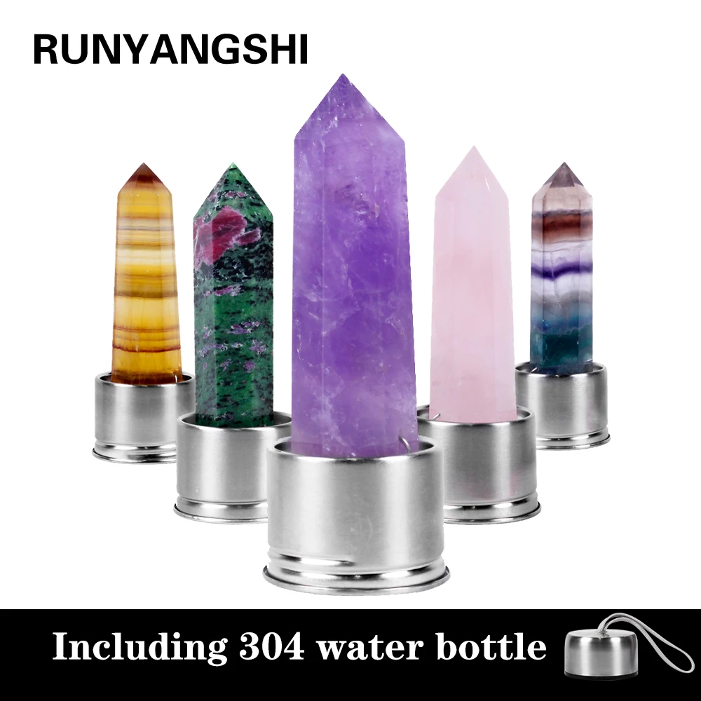 

Natural Crystal Column Energy Healthy Water Cup Glass Water Bottle Elixir Crystal Obelisk Wand Healing Natural Gemstone Quartz