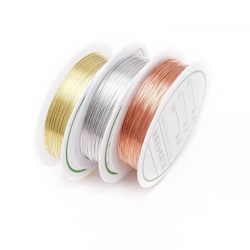 Venta al por mayor 0,3/0,4/0,5/0,6/0,7/0,8/1,0mm Latón dorado de cables de cobre cordón cable para la fabricación de la joyería de cobre colores