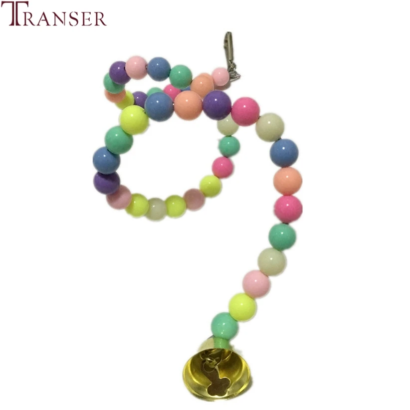 Transer 1 шт. товары для домашних животных, красочные Бисер игрушки для птиц, чтобы лазить по клетка подняться жевательно-кусательная попугаев игрушка с колокольчиком 9917