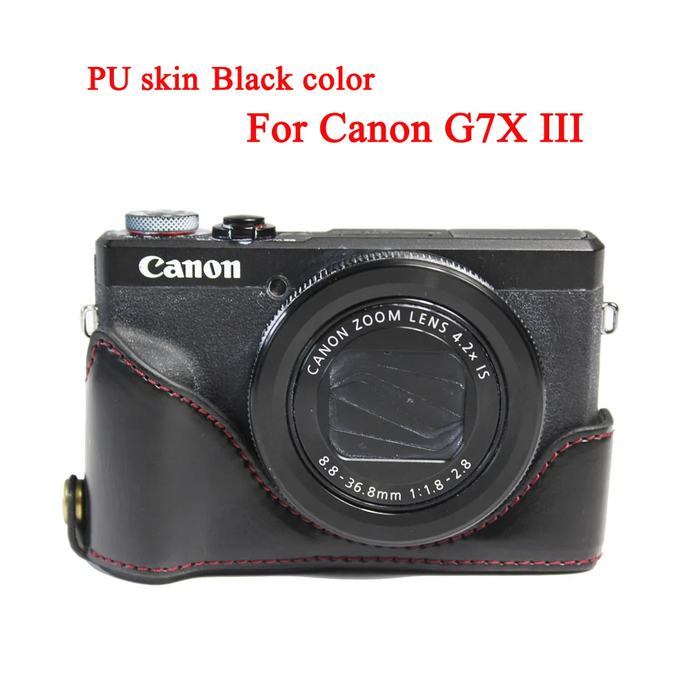 Чехол для камеры из искусственной кожи для Canon Powershot G7X II G7X mark 2 G7XII G7X3 G7X III - Color: G7X III pu Black