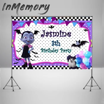 

Photography Background Purple White Wallpaper Vampirina Backdrop for Party Custom Photography Birthday Party Photo Studio
