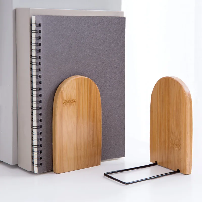 Nature Bamboo Desktop Organizer Office Home Bookends Book Ends Stand Holder Shelf Bookrack 