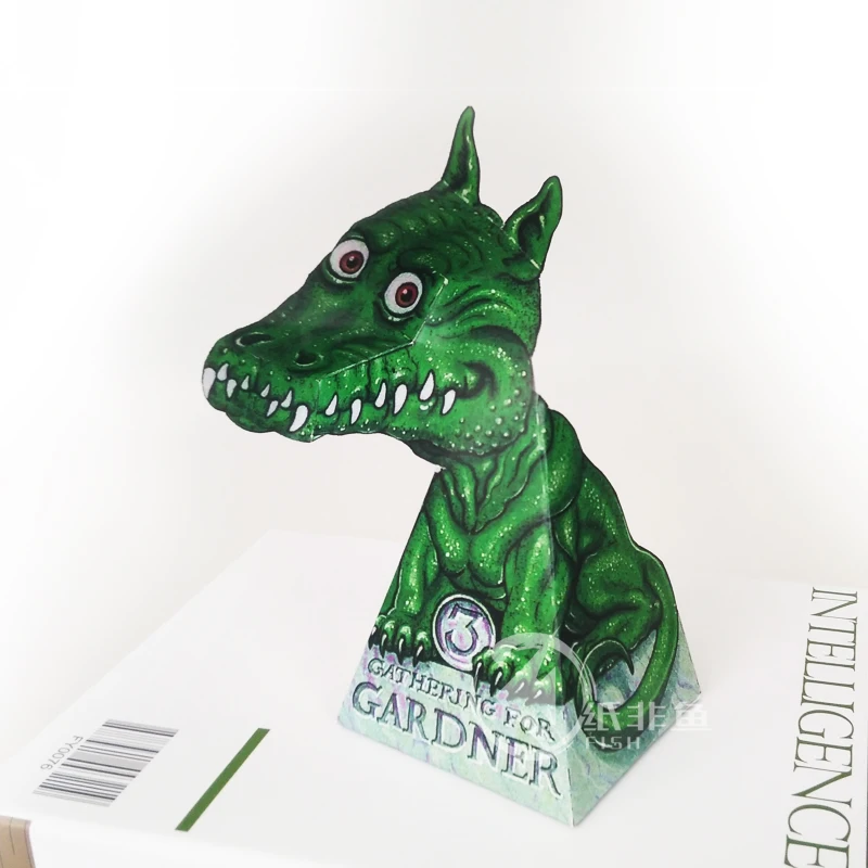 Optical-Illusions-Green-Dragon-Ornaments-Folding-Cute-Mini-3D-Paper