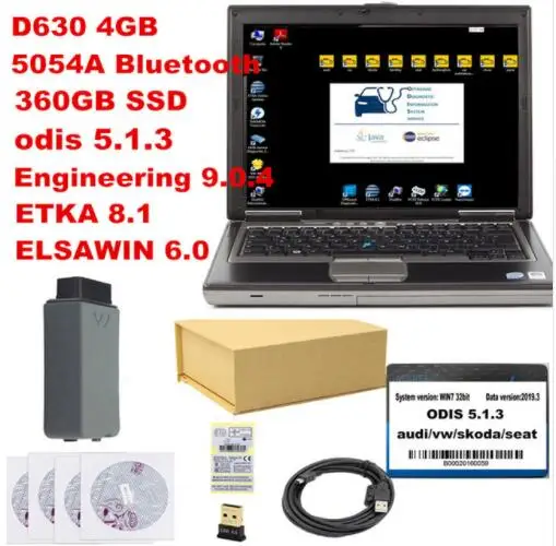 OKI VAS 5054A ODIS V4.4.1 Keygen Bluetooth и ноутбук D630 с ODIS 5.1.5 HDD/SSD полное Программное обеспечение VAS5054 для VAG готов