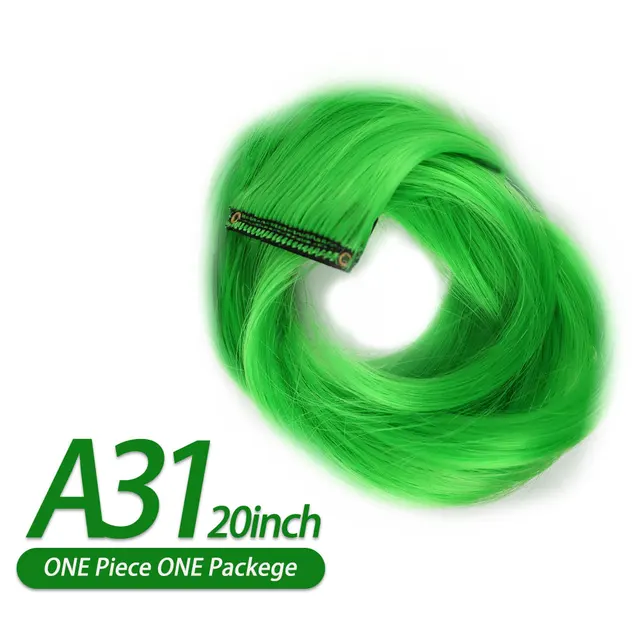 AIYEE Hair Extensions Pure RainBow Hairpiece Clip In Hair Piece Synthetic Long Straight Ombre Pink Red Rainbow Hair Piece A31