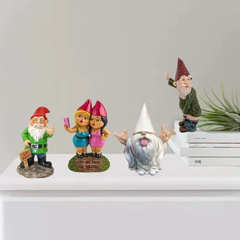 

Novelty Gnome Statue Garden Ornaments Decorations Desk Gnome Figurine for Garden Sculpture 12cm