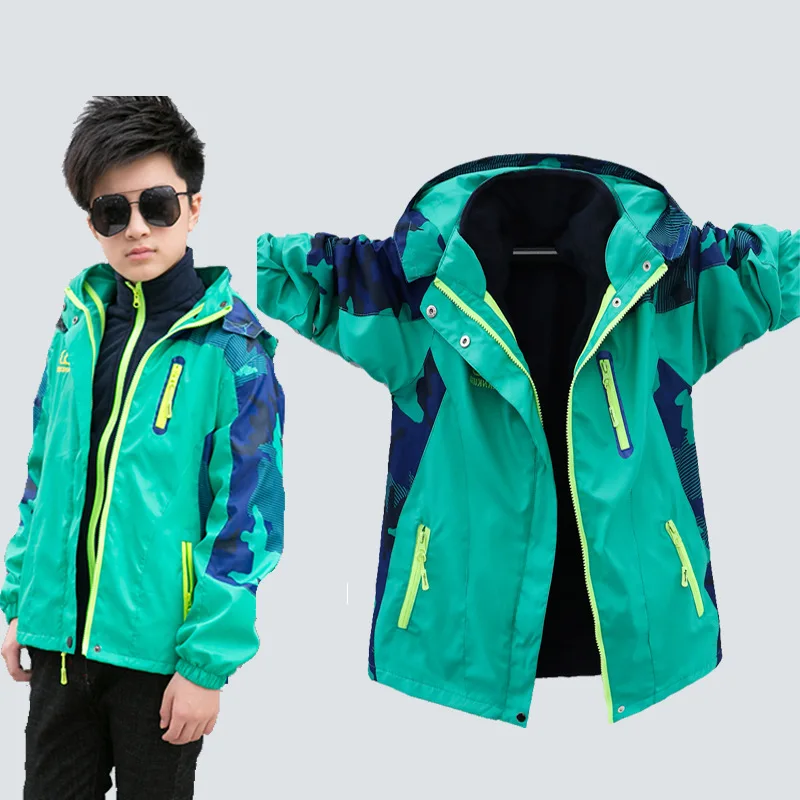 

Childrenswear 2018 Autumn And Winter New Style plus Velvet Three-in-One CHILDREN'S Jacket Big Kid Cardigan Thick Windproof BOY'S
