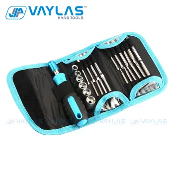 

VAYLAS 27 Pieces Screwdriver Bits & Socket Set Multifunctional Opening Repair Hand Tool Kit Belt Tools Pocket Tools