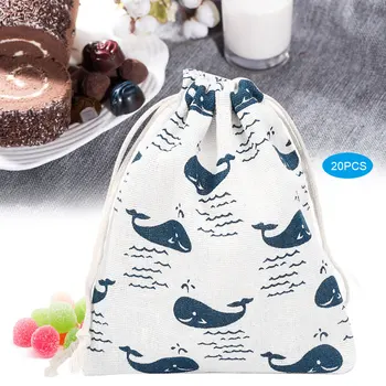 

20pcs 14X16CM Cotton Linen Makeup Storage Bag Large Capacity Drawstring Bag shoes bag travel Storage Cosmetic Bag