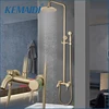 KEMAIDI Brushed Gold Shower Faucet In Wall 8" Stainless Steel Rainfall Bath Shower Set Swivel Bath Spout Bathroom Shower Column 1